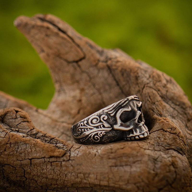 Adjustable Skull Ring Men Women Gothic Punk Rock Plated Open Band Vintage Geometric Jewelry