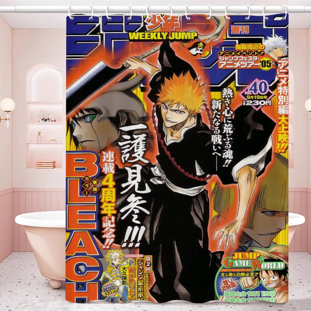 Anime Bleach Duschdraperi Badgardin Tryck Polyestertyg Vattentätt Badrumsgardiner med Krokar Badskärm