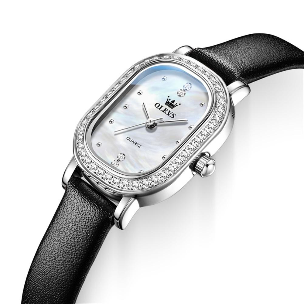 OLEVS Damen Quarzuhr Ovales Diamantlünetten-Sternenhimmel-Zifferblatt Edelstahlarmband Damen Mode Armbanduhr Weibliches Geschenk