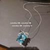 Bright Jewelry Aquamarine Necklace Plated 18K Gold Eight Hearts Eight Arrows Water Drops Zircon Flash Diamond Neck Chain Ring Pendant