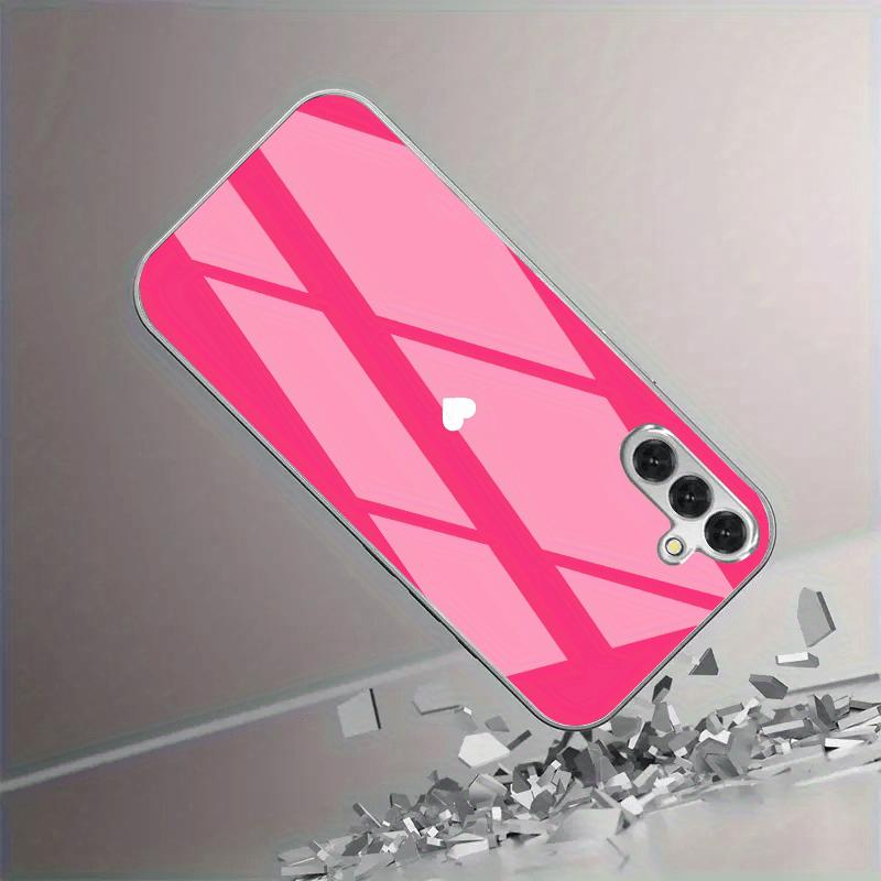 Romantic heart-shaped metallic paint glass phone case suitable for Samsung Galaxy S26 S25 S24 S22 S21 S20FE Ultra Plus anti drop