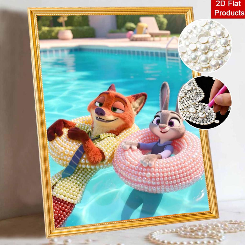 Disney Pearl Painting Zootopia Handmade DIY Pearl Gem Painting Pictures Crafts Special Shape Home Wall Decoration