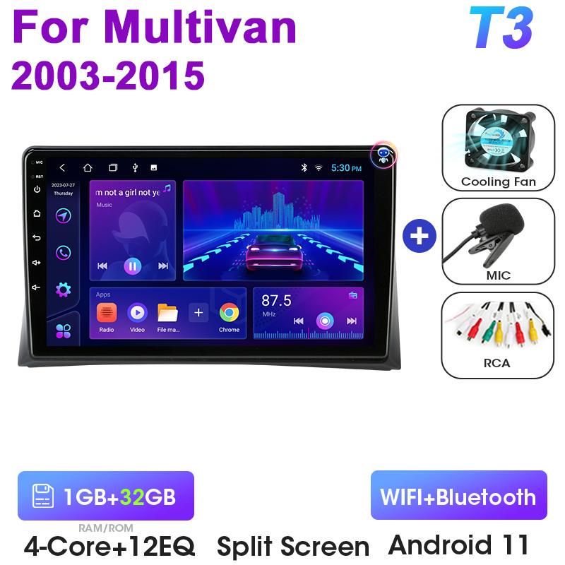 Autoradio 2 Din Android 12 pentru Volkswagen Multivan T5 2003 - 2015 Wireless CarPlay Auto Sisteme inteligente pentru mașină Smart Autoradio