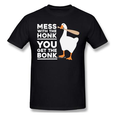 Untitled Goose Games Funny Adventure Arrival Tshirt Mess With The Honk, You Get The Bonk Unique Crewneck Cotton For Men Shirts