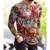 Vintage Punk Street Style Men's Long Sleeve T-Shirts Spring Autumn 3D Printing Youthful Vitality Tops Tees Plus Size 6XL