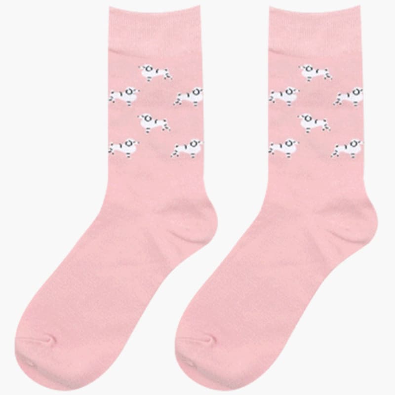 UNBDAY Unisex Puppy Pattern Socks - Pink