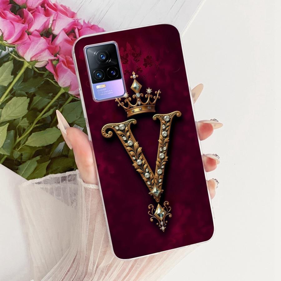 For Vivo V21e V2061 Y73 2021 Case Initial Letter Silicone Protective Soft Back Cover Case For VivoV21e 5G Case V2055 Phone Funda