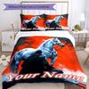 3PC Custom Name Rider White Horse Bedding Set Duvet Cover Closure Includes 1 Duvet Cover & 2 Pillowcases for Bedroom