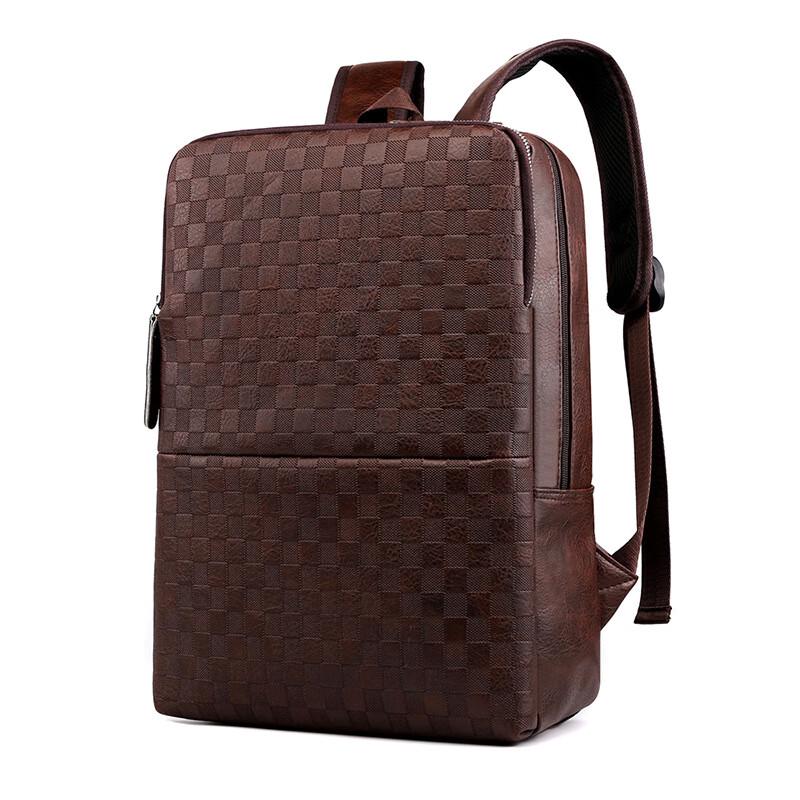 Men's PU Leather Business Laptop Backpack