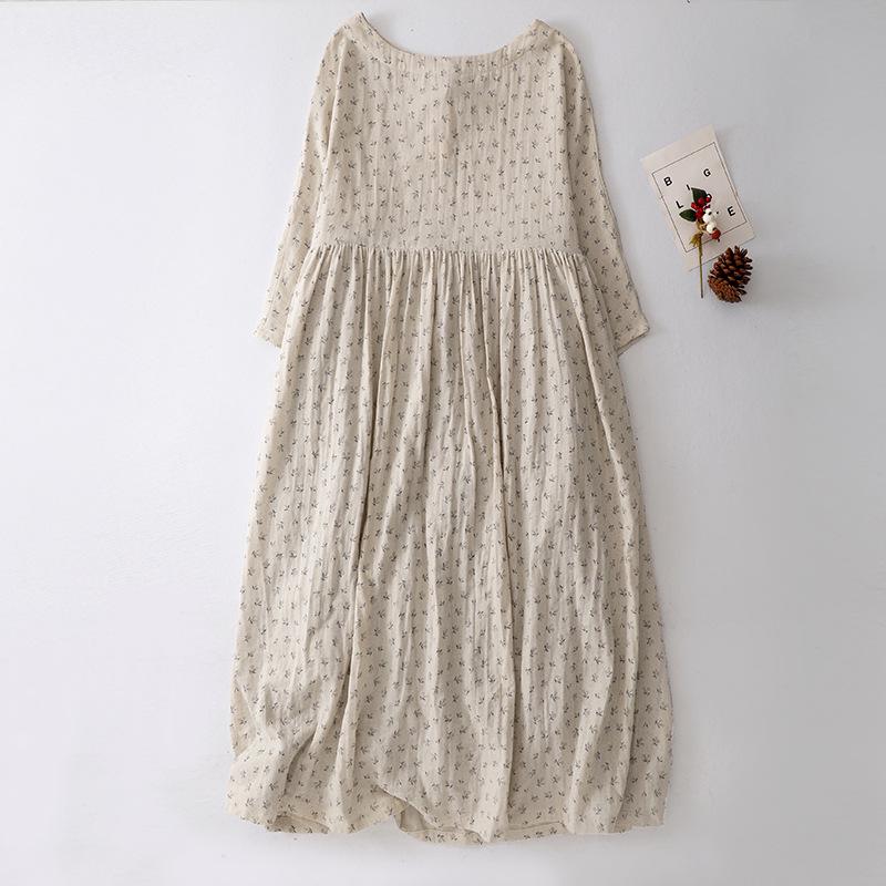Spring/Summer 2026 Elegant Floral Tie-Up Round Neck Pullover Dress