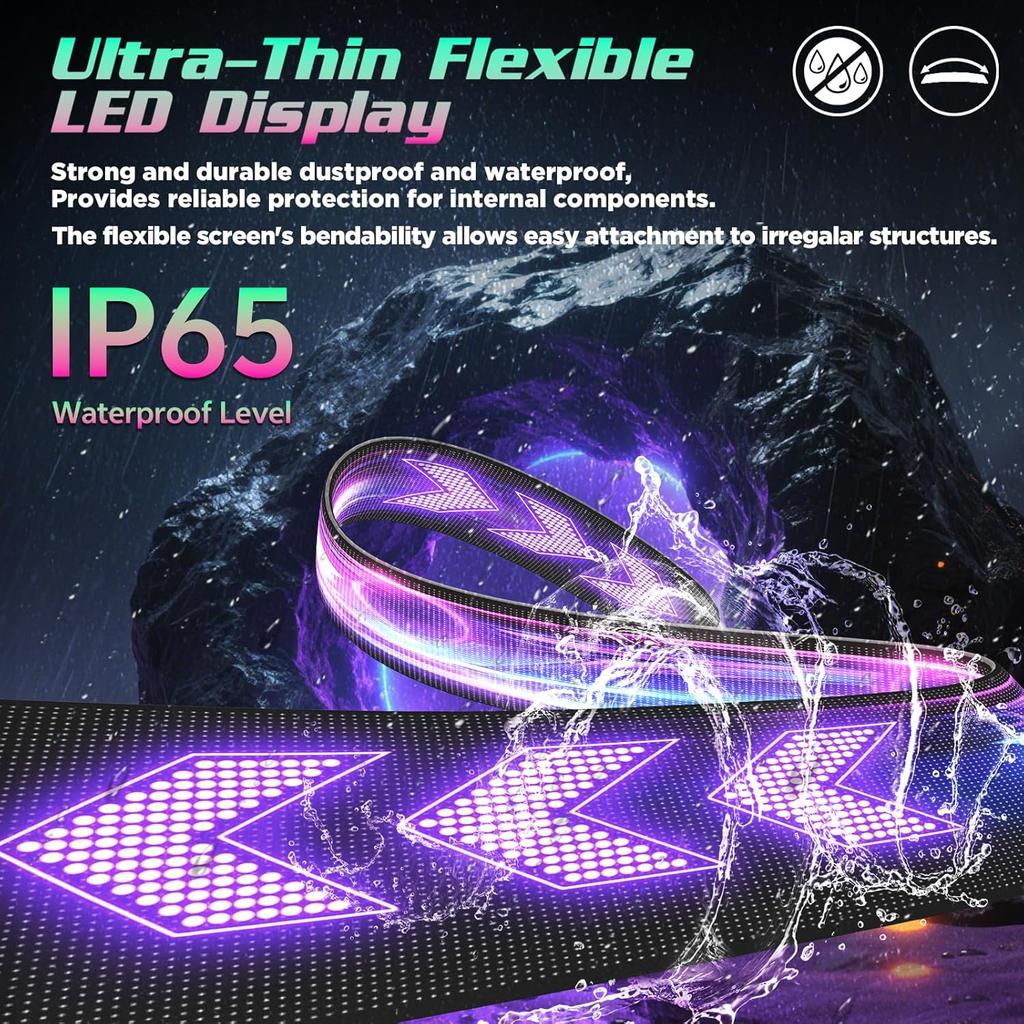 Devil Eyes Light for Windshield, 19.3"x4.3" Led Eyes, Led Flexible Film Screen for Cars, SUVs & Trucks, Programmable USB Matrix Panel, App/Remote