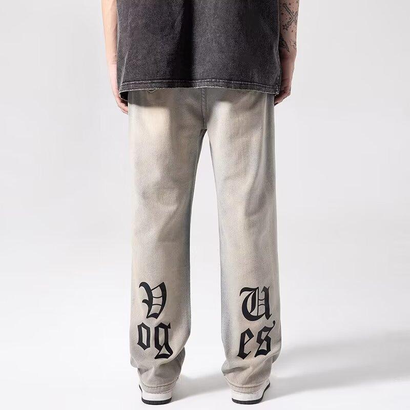 Jeans Harajuku Hip Hop Straight  Leg Pants Oversized Print Y2k Men’s Jeans Casual Mopping Black Jeans Hot Streetwear