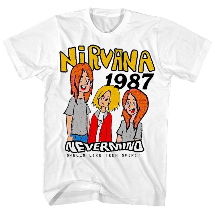 

Редкая летняя новинка 2026 года Дизайн Nirvana Группа Оригинальная ручная иллюстрация Рок Американский повседневный Мужская Женская Короткая футболка 4XL