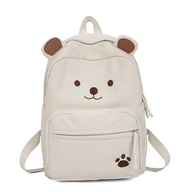 Schoolbag Easy Bear School Bag New Japanese Cute Canvas Brown Milk White Bear Large Capacity Versatile Student Soft Girl Shoulders
