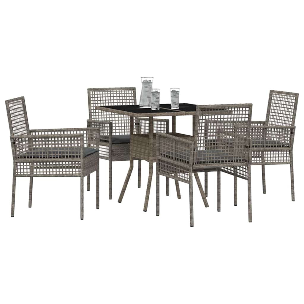 Garden Dining Set 5 pcs Grey Poly Rattan