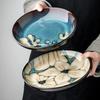 Chinese-style Ceramic Deep Plate Household Salad Plate Disc Personality Plate Creative Old-fashioned Hand-painted Tableware