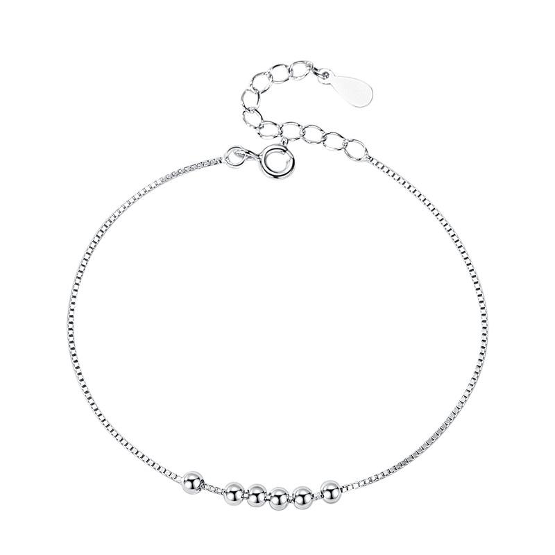 

S925 Стерлингового Серебра Простой Ins Стиль Круглый Браслет Из Бисера Японские и Корейские Маленькие Свежие Аксессуары Универсальные Ювелирные Изделия Ручной Работы Adjustable size