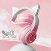 WANCHIY Cat Ear Gaming Bluetooth with LED Supports Compatible with Headphones, Over-Ear Headset, 5.1 Mic, Wireless, Dual-Use, Light, Retractable,
