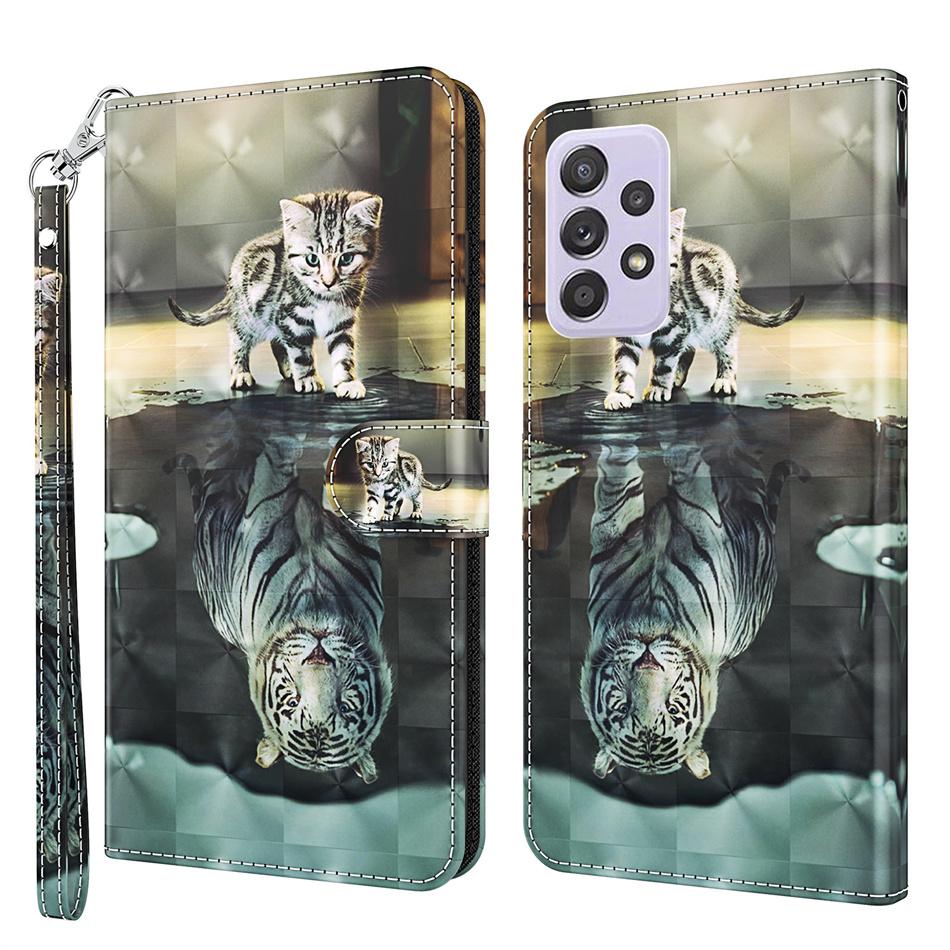Flip Phone Cover Case For Apple iPhone 14 13 12 Mini 11 Pro X XR XS Max 7 8 6 6S Plus SE 2020 Cute Cat Tiger Wallet Coque D24G