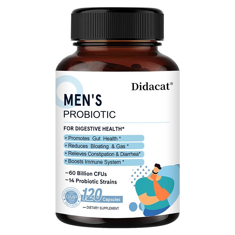 Didacat Men's Probiotic Supplement for Gut Health, 120 Capsules