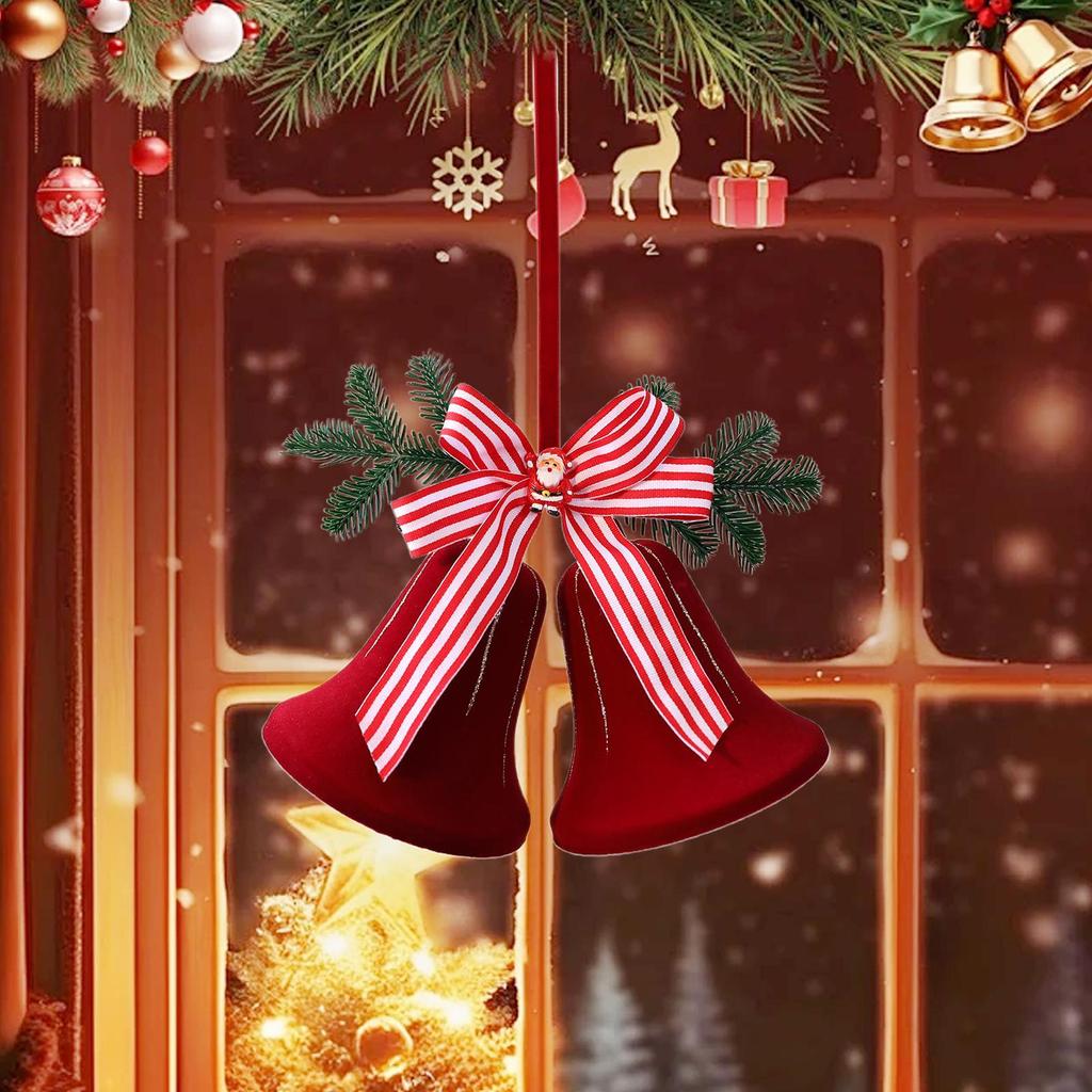 Christmas Bell Ornaments For Tree Flocking Holiday Decoration Hangable Christmas Decorations For Home Front Door Office Wreath