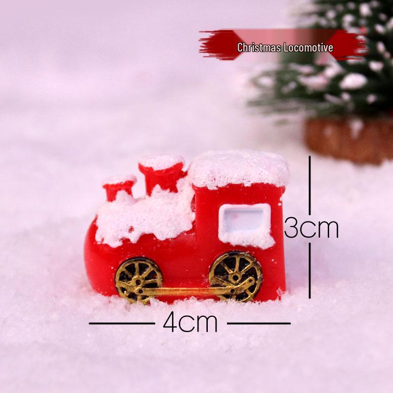 Handmade Mini Sleigh with Santa Claus Christmas Ornaments for Cake and Micro Landscape Decor