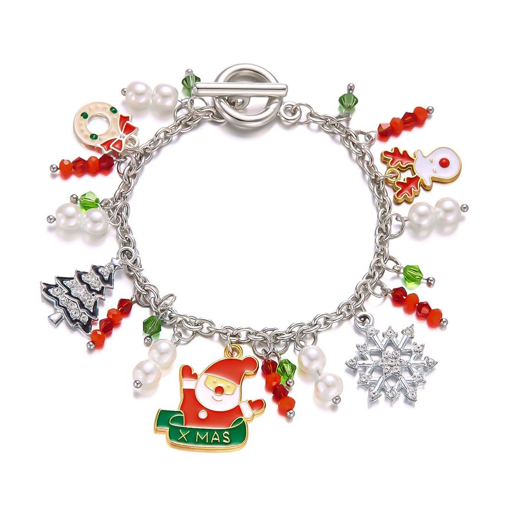 Creative Christmas Charm Bracelet: Santa, Reindeer & Tree Pendants for Women