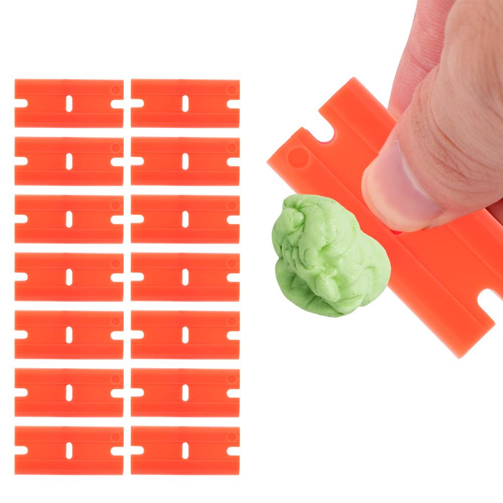 

100pcs Double Edged Plastic Razor Blade Window Glass Clean Scraper Car Wrap Sticker Squeegee Car Accessories Label Clean Razor Glue Remover A