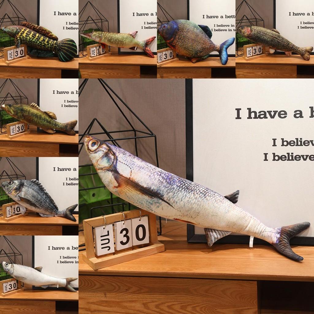 3d Esox Piranha Trout Fish Plush Toy Stuffed Doll Cartoon Decoration Gift Kids