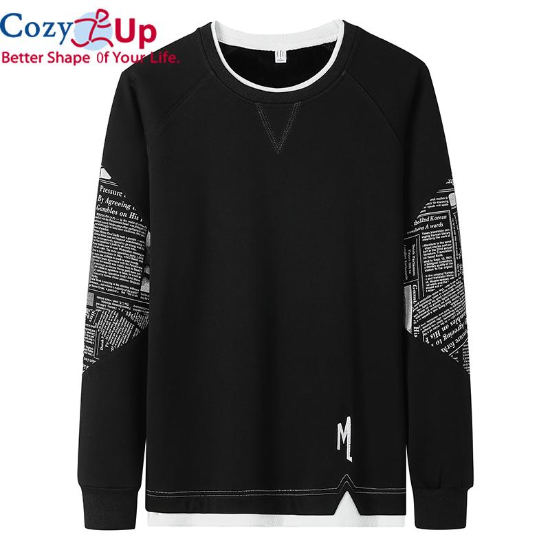 Cozy Up Men Patchwork Hoodie Streetwear Print Tops Male Hip Hop Harajuku Sweatshirts Korean Hoody Men's Casual O-Neck Pullover Clothing