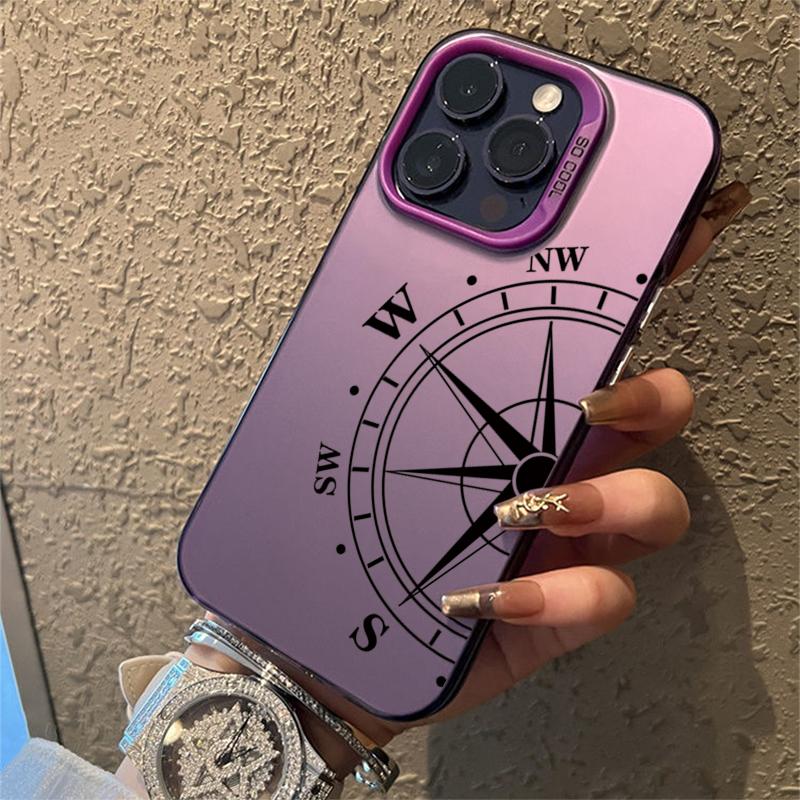 Fashion Vintage Compass Phone Case for iPhone 16 16E 12 13 11 14 15 Pro Max X XS XR 7 8 Plus SE2022 Hard IMD Shockproof Cover