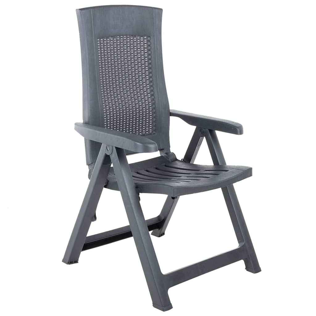 vidaXL 2 Pieces Adjustable Folding Chairs Made of Plastic, Anthracite