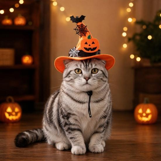 huaqianguhh Halloween Dog Hat, Adjustable Cat Witch Pumpkin Bat Cobweb Pet Hat for Small Medium Dogs Cats Holiday Costume Photo Prop