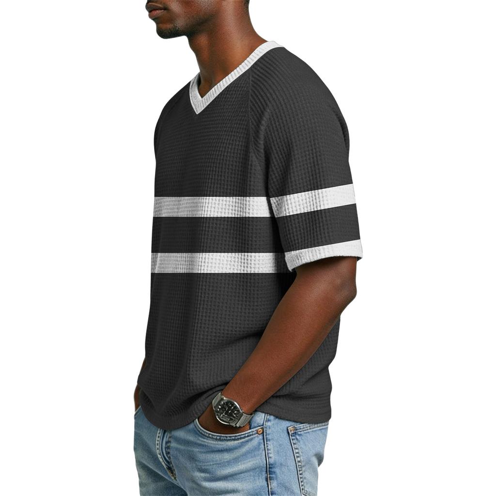 Men's Casual V-Neck Raglan Short-Sleeve Top
