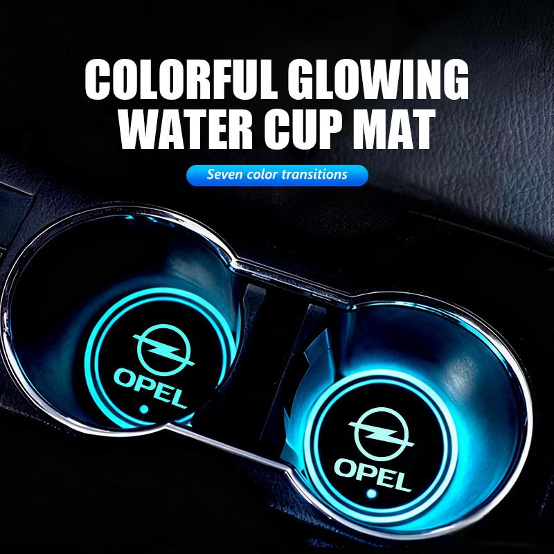 Car Colorful Luminous LED Atmosphere Light Cup Coaster Holder For Opel Meriva Mokka Grandland Vectra Zafira Vivaro Antara