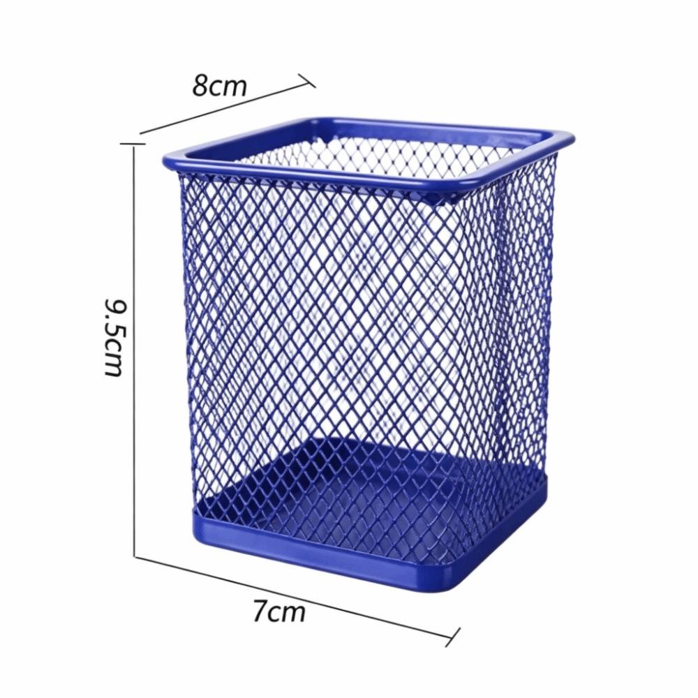 2 Pcs Solid Structure Pen Holder Metal Square Storage Tube Daily Use Storage Bucket Makeup Storage