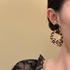 Retro Exaggerated Irregular Geometry Leopard Print Acrylic Pendant Earrings for Women Charm Personality Dangle Earrings Jewelry