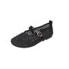Fashion Luxury Crystal Covered Fishnet Mary Jane Shoes Woman Elegant Brand Design Rhinestone Mesh Ballet Flats Ladies  Bling Net Loafers