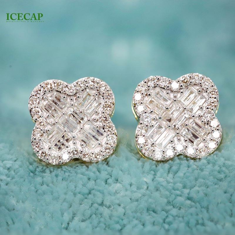 Icecap Luxury Women's 925 Silver Wedding & Engagement Earrings Custom VVS Moissanite Diamond Classic Fashion