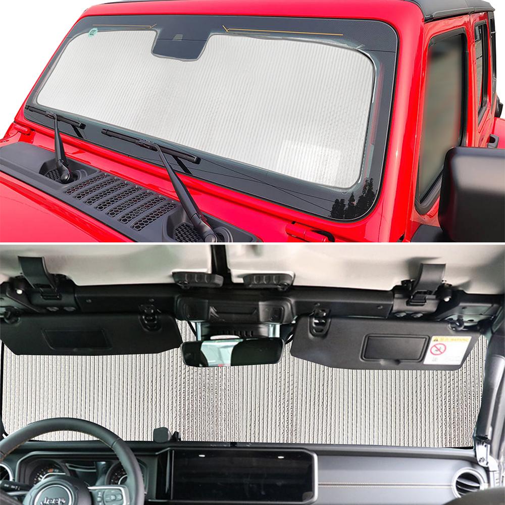 Windshield Sunshade Window Mesh Cover Insect Net for Jeep Wrangler JL Gladiator JT 2025-2026 Interior Protection Accessories