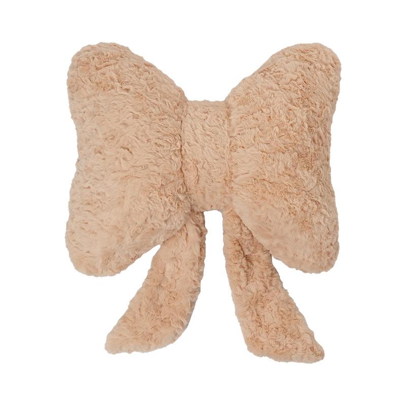 Pink bow ribbon couch pillow imitation rabbit fur comfortable car seat cushion style simple all-match back cushion