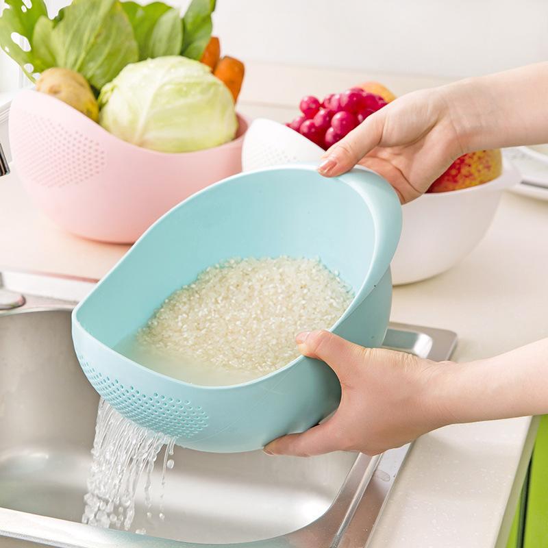 Plastic Rice Washing Bowl With Strainer Efficiently Wash Small Grains And Kitchen Gadgets