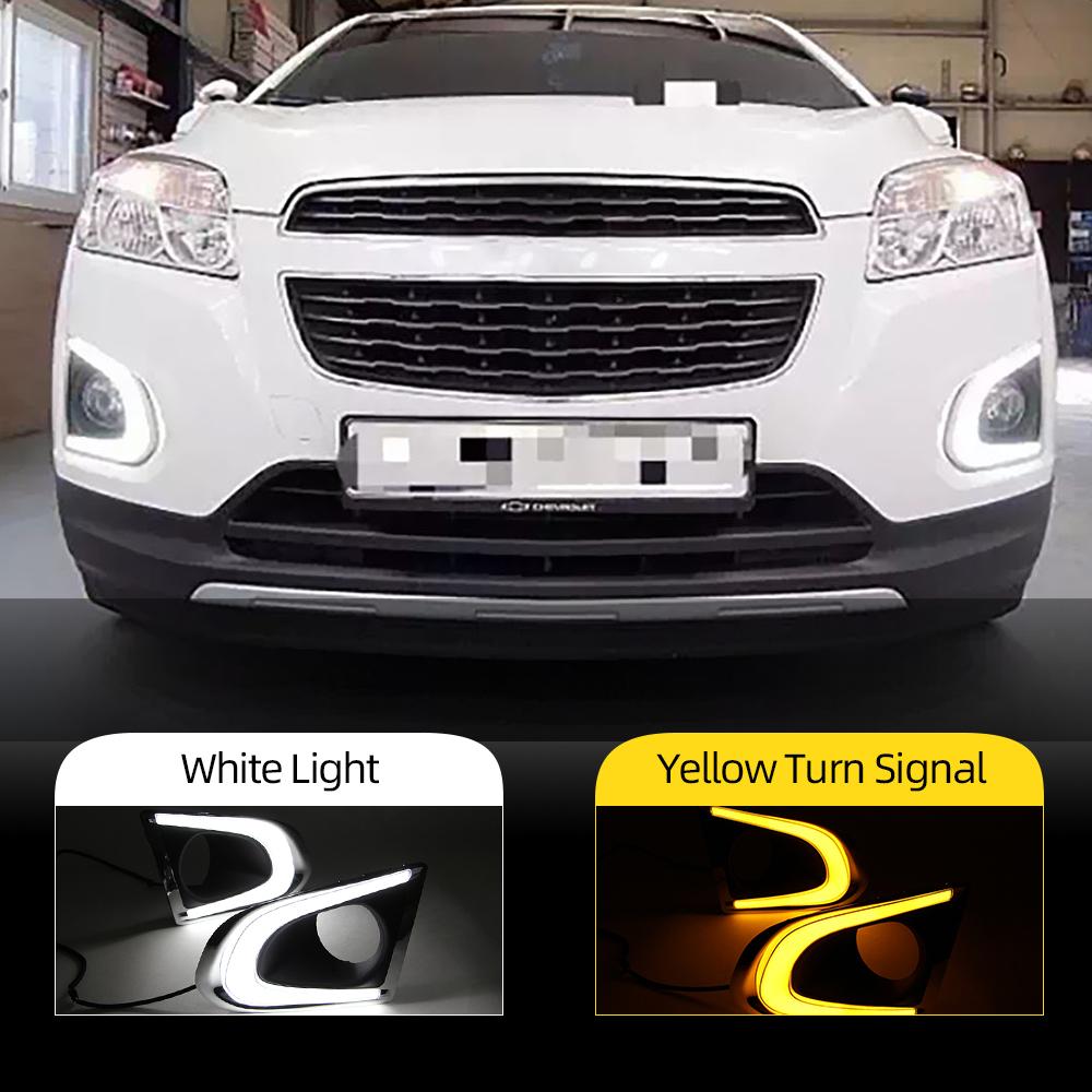 

2 шт. DRL для Chevrolet Chevy TRAX 2014 2015 2016 дневные ходовые огни противотуманная фара крышка 12 В дневной свет с указателем поворота