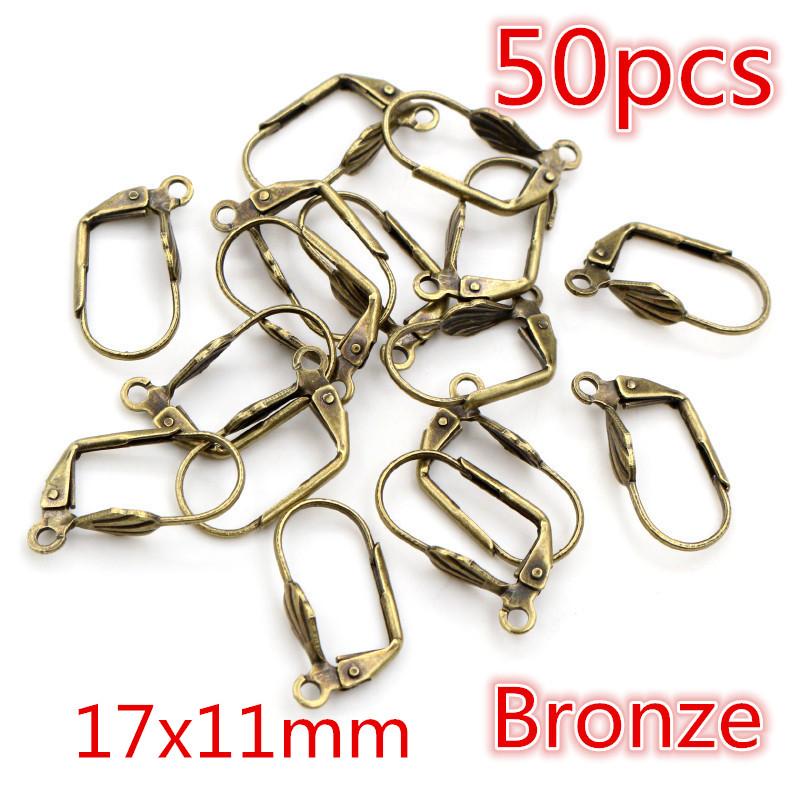 30-50pcs Fashion Bronze Rhodium Gold Silver Plated French Earring Hooks Wire Settings DIY Jewelry Making Findings Accessories