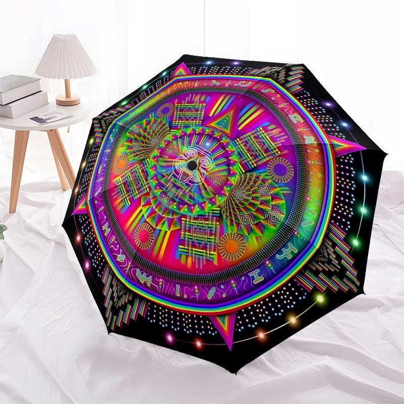 1pc Psychedelic Mandala Folding Umbrella, Durable, Suitable for Outdoor Activities or Rain, Suitable for Commuting yy251027097