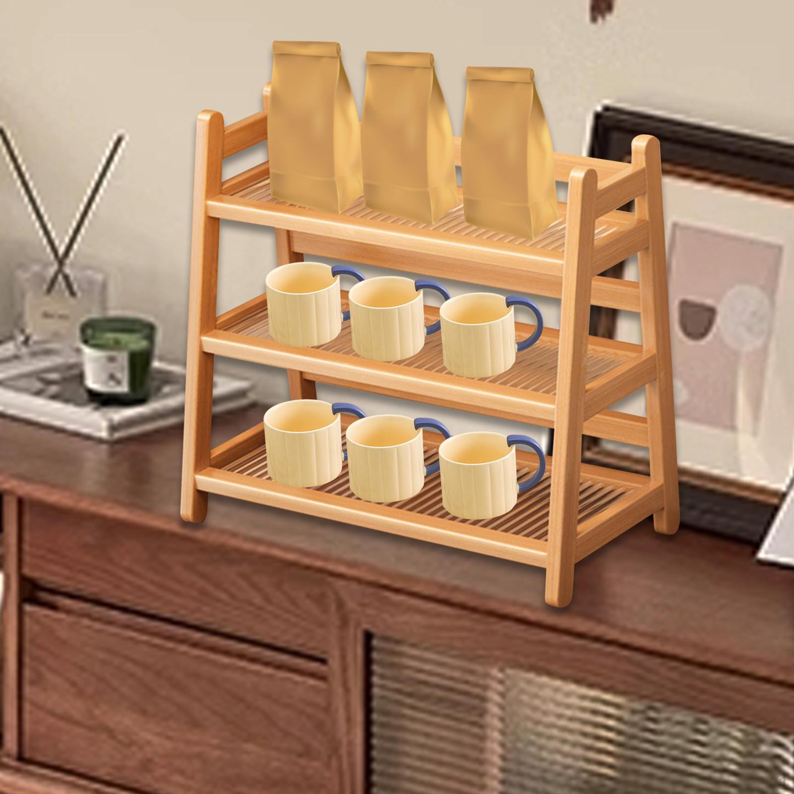 

3 Tier Coffee Syrup Holder for Kitchen Countertop Seasoning Display Brown