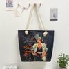 1pcs Stylish Multifunctional Tote Bag Large Capacity Beach Shopping Bag with Creative Print & Rope Durable