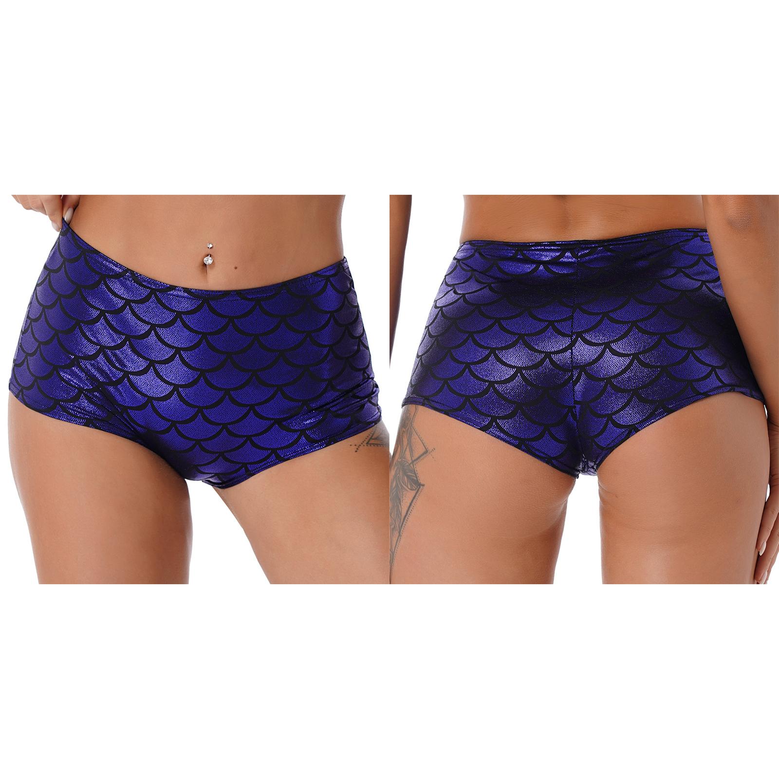 

Жіночі блискучі шорти-шорти з риб ячою лускою для косплею, трусики, купальники One Size синій