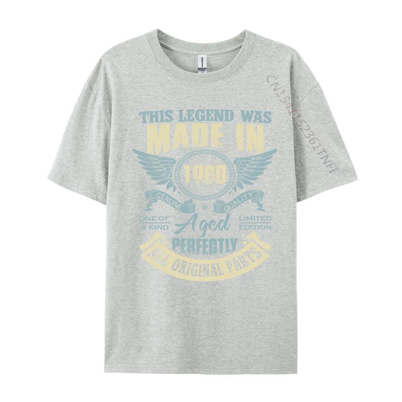 Unisexs T Shirt 43rd Birthday Legend Made In 1980 Tshirts Funny Tshirts Cotton Clothing Shirt Vintage Printed Tshirts