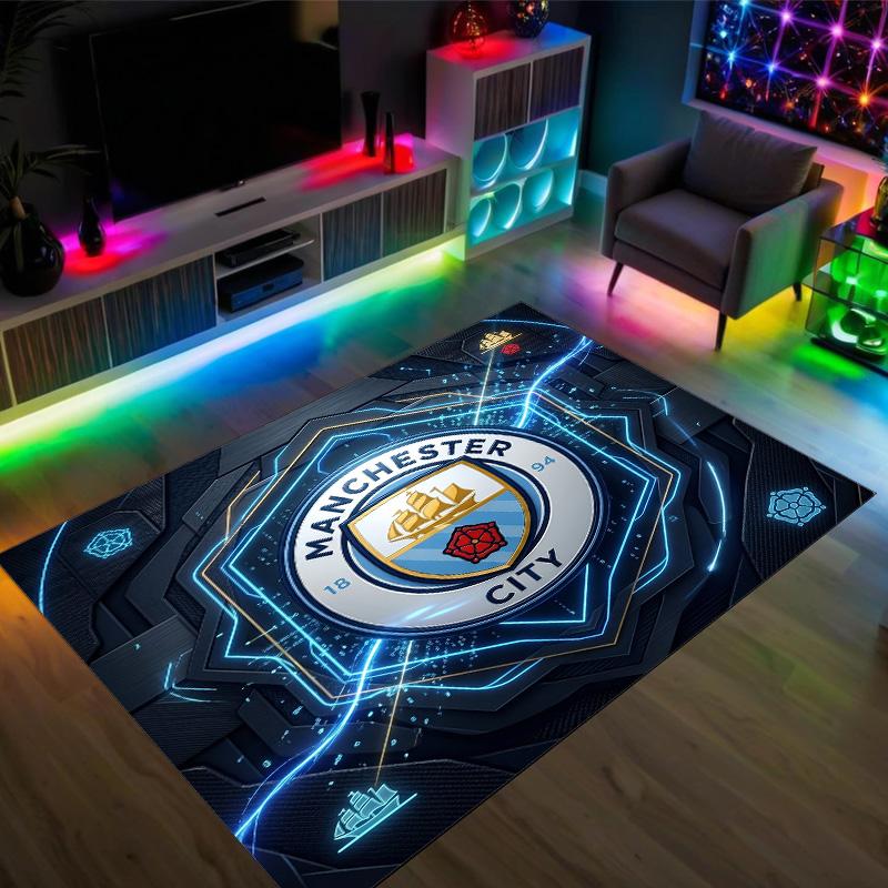 Manchester City Design Kristal Fluweel Tapijt Gezellig Niet?Antislip Bedrukt Tapijt Voor Slaapkamer Woonkamer Entree